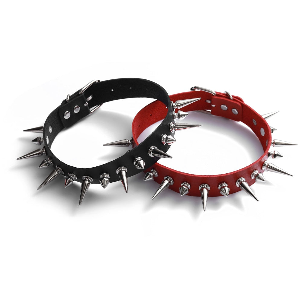 Emo Spike Choker Punk Collar Goth Necklace Fashion Vegan Leather Belt Chocker Accessories Harajuku Gothic Jewelry Halloween