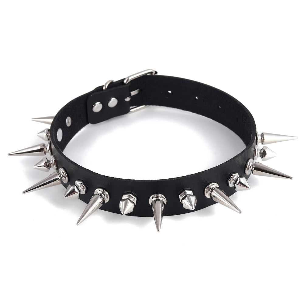 Emo Spike Choker Punk Collar Goth Necklace Fashion Vegan Leather Belt Chocker Accessories Harajuku Gothic Jewelry Halloween