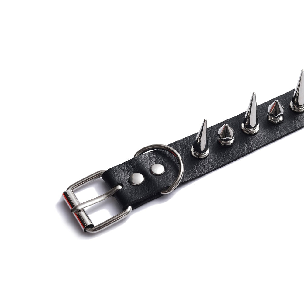 Emo Spike Choker Punk Collar Goth Necklace Fashion Vegan Leather Belt Chocker Accessories Harajuku Gothic Jewelry Halloween