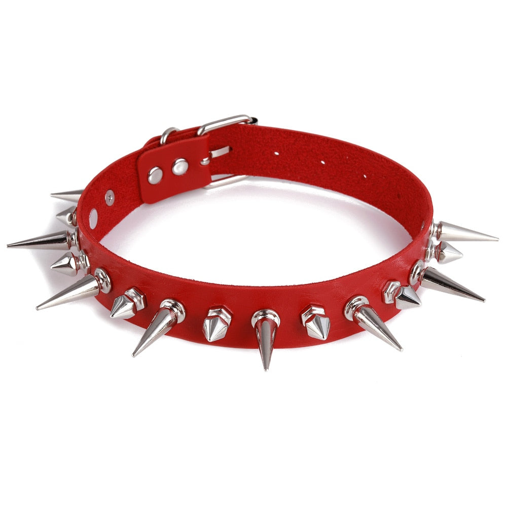 Emo Spike Choker Punk Collar Goth Necklace Fashion Vegan Leather Belt Chocker Accessories Harajuku Gothic Jewelry Halloween