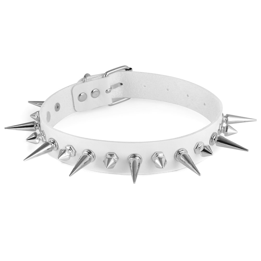 Emo Spike Choker Punk Collar Goth Necklace Fashion Vegan Leather Belt Chocker Accessories Harajuku Gothic Jewelry Halloween