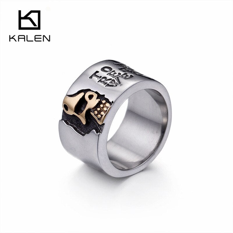 KALEN Punk Skull Rings For Men Size #8-12 Stainless Steel Gothic Skull Biker Rings High Quality Halloween Jewelry