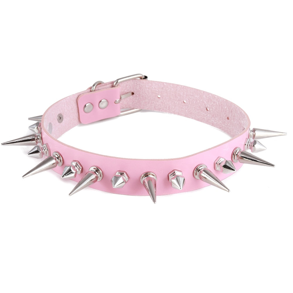 Emo Spike Choker Punk Collar Goth Necklace Fashion Vegan Leather Belt Chocker Accessories Harajuku Gothic Jewelry Halloween