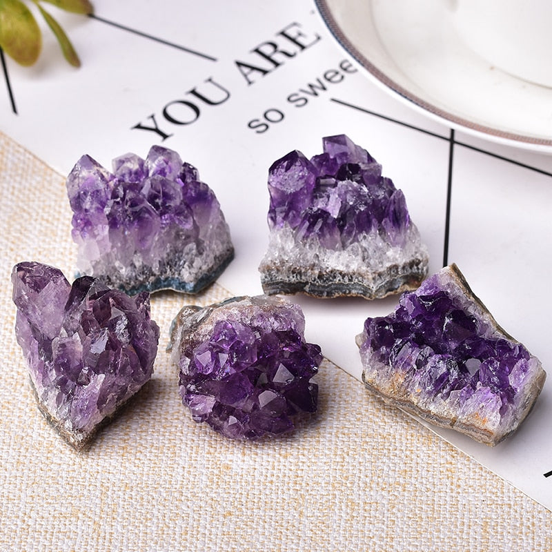 1PC Natural Amethyst Crystal Cluster Quartz Raw Crystals Healing Stone Decoration Ornament Purple Feng Shui Stone Ore Mineral