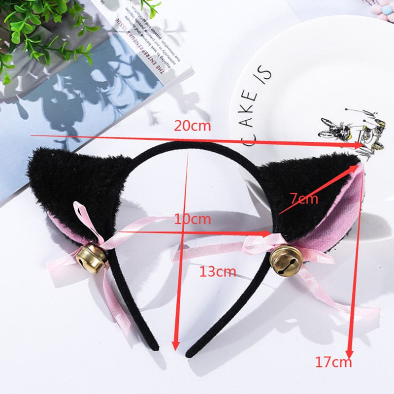 3 Colors Beautiful Masquerade Halloween Cat Ears Cosplay Cat Ear Anime Party Costume Bow Tie Bell Headwear Headband Anime