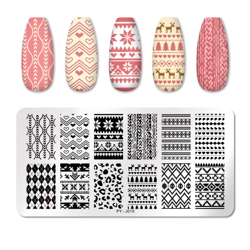 PICT YOU Halloween Nail Stamping Plates Snowflake Festival Pattern Nail Art Image Plates Stainless Steel Nail Art Plate Stencil