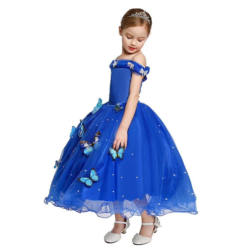 Disney Girls Cinderella Cosplay Costume Dress Kids Sleeveless Princess Party Dresses for Baby Girl Halloween Birthday Clothes