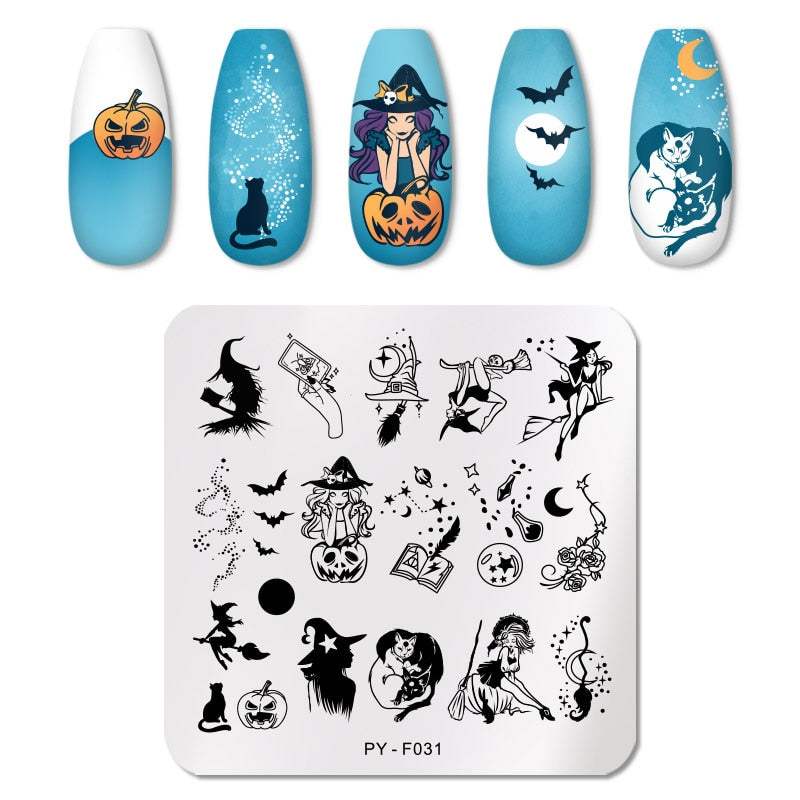 PICT YOU Halloween Nail Stamping Plates Snowflake Festival Pattern Nail Art Image Plates Stainless Steel Nail Art Plate Stencil