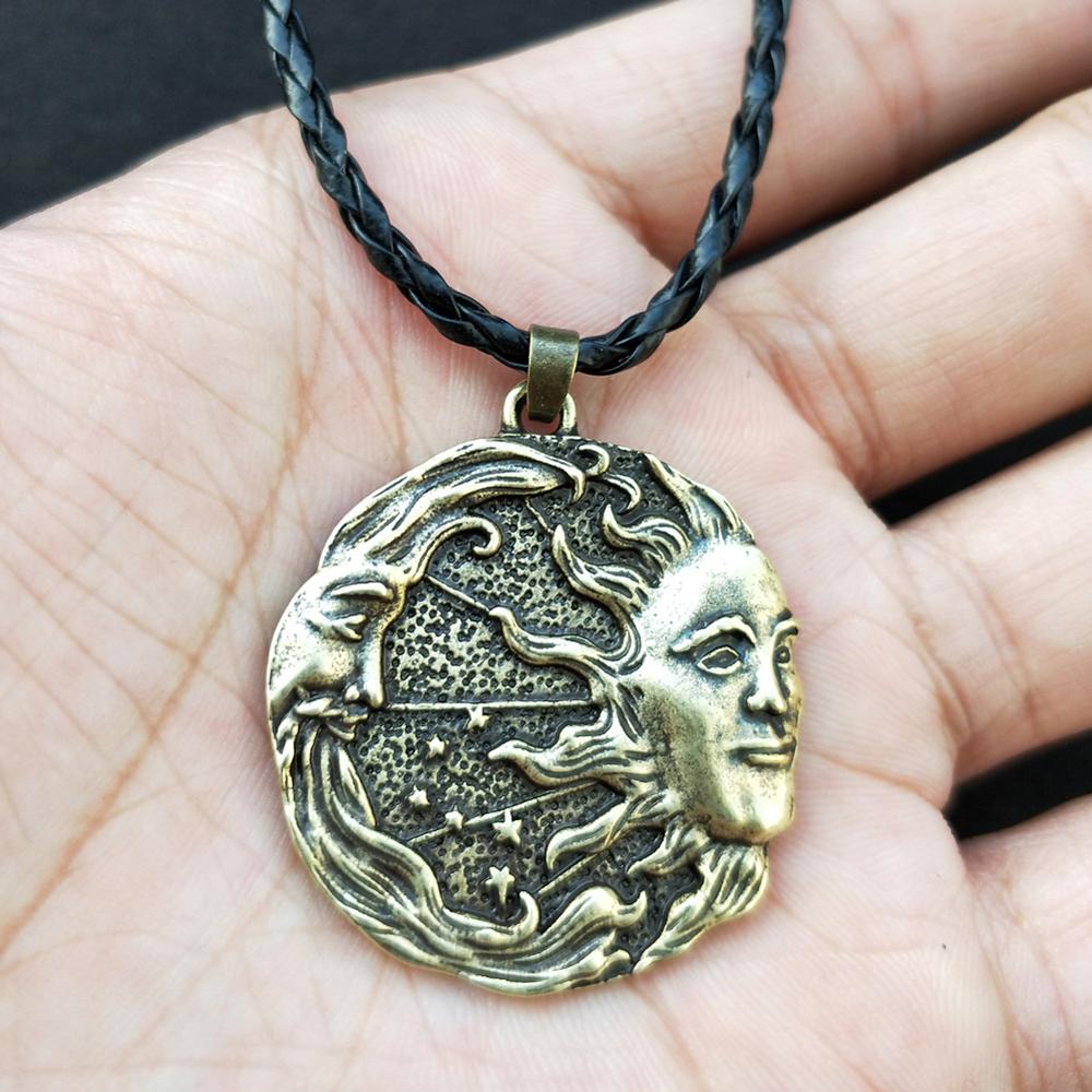 Solar celestial pendant Sun Moon Star mandala Lotus flower ladies necklace amulet geometric religious viking Wicca Witchcraf