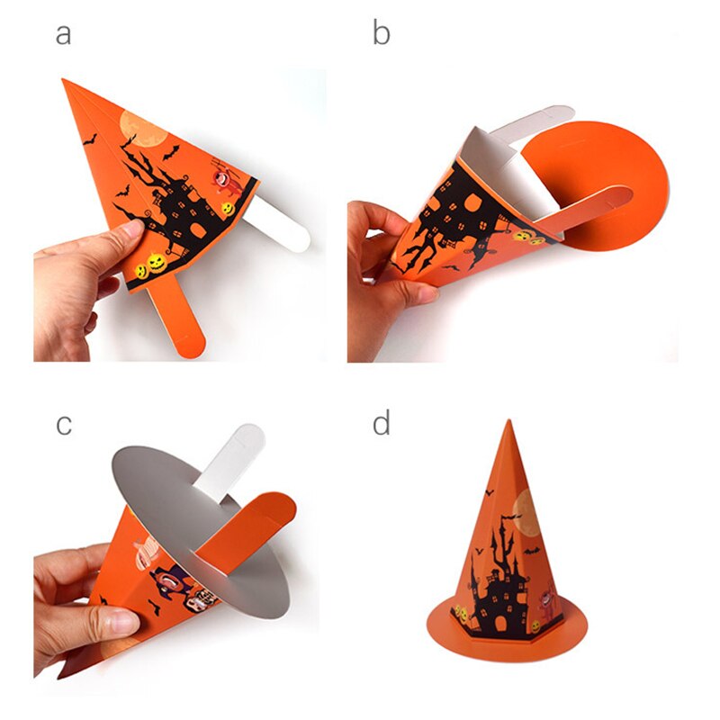 StoBag 20pcs New Hat Shape Candy Packaging Paper Box Orange/Blue Halloween Decoration Event & Party Favour Kids For Home