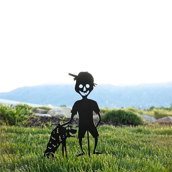 Zezzo® Halloween Cute Ghost Zombies-Metal Art Standing Silhouette For Garden Yard Pile Outdoor Sculpture Little Devil Home Decor