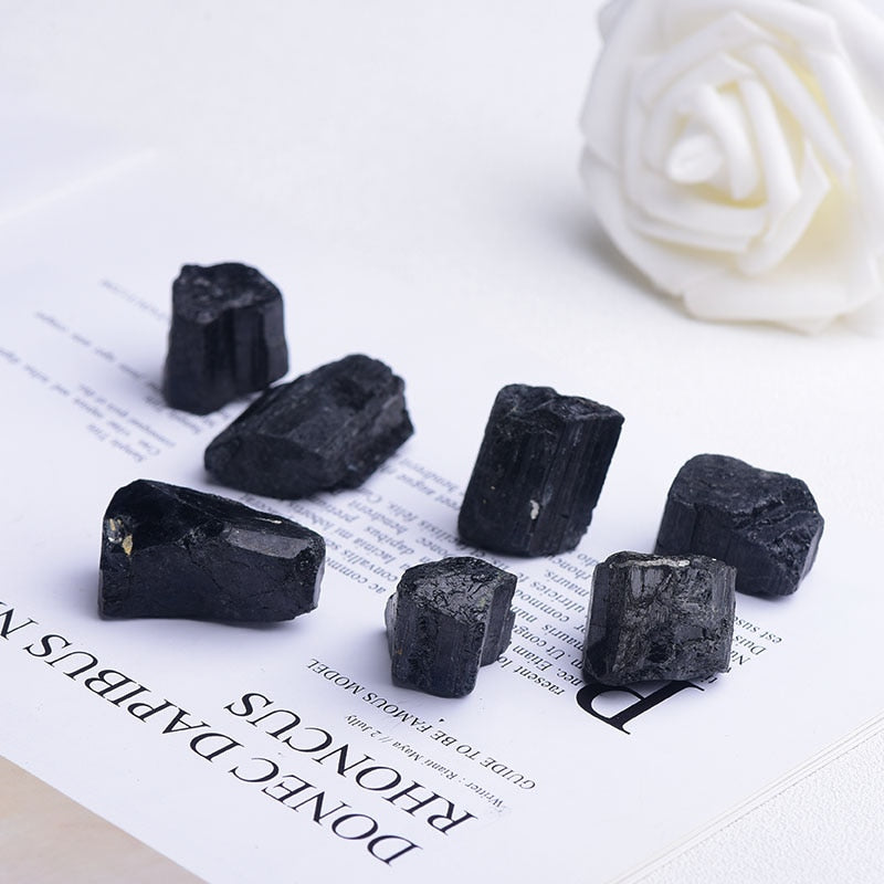 Natural Black Tourmaline Raw OreGem Mineral Specimens Irregular Crystals Redectromagnetic Radiation Deuce Elgaussing Energy Ston