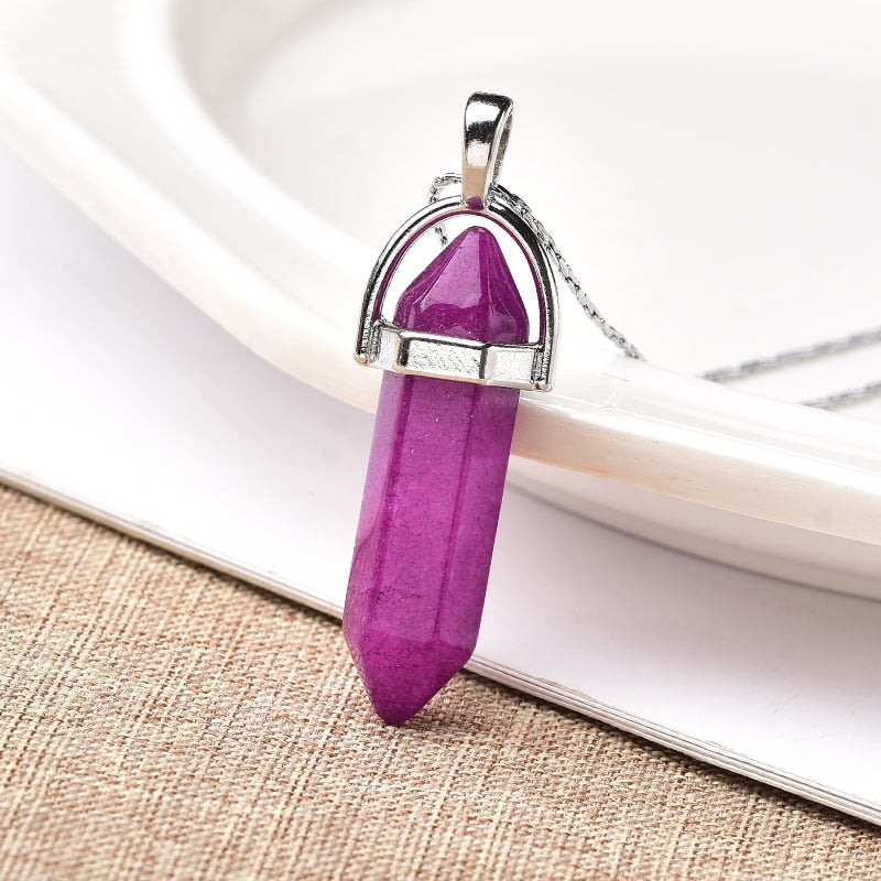 1PC Natural Crystal Rose Quartz Crystal Point Pendant Mineral Jewelry Couple DIY Lovers Gifts For Men Women Jewelry Necklace