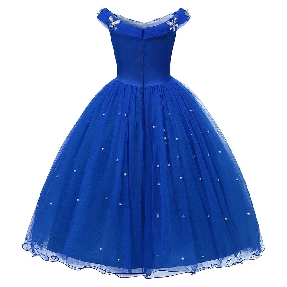 Disney Girls Cinderella Cosplay Costume Dress Kids Sleeveless Princess Party Dresses for Baby Girl Halloween Birthday Clothes