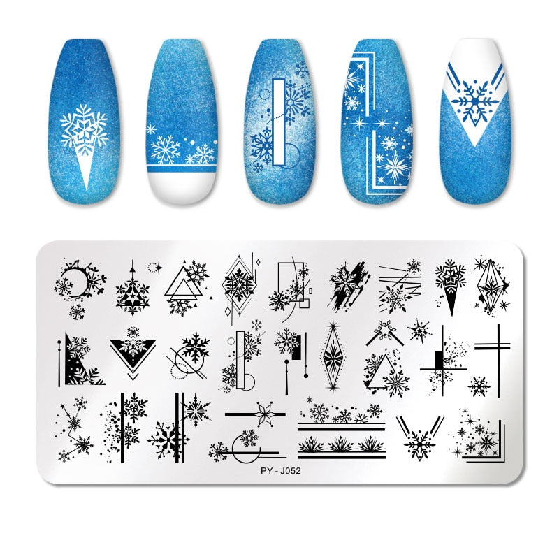 PICT YOU Halloween Nail Stamping Plates Snowflake Festival Pattern Nail Art Image Plates Stainless Steel Nail Art Plate Stencil