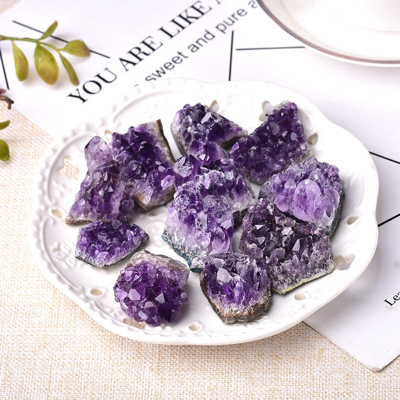 1PC Natural Amethyst Crystal Cluster Quartz Raw Crystals Healing Stone Decoration Ornament Purple Feng Shui Stone Ore Mineral