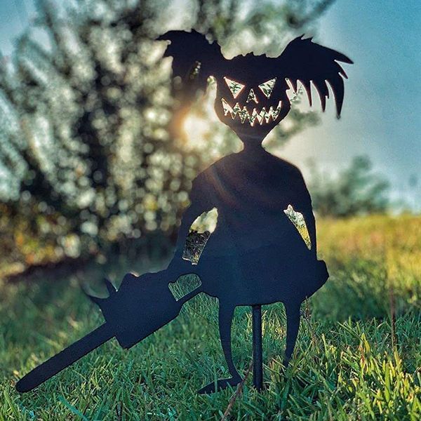 Zezzo® Halloween Cute Ghost Zombies-Metal Art Standing Silhouette For Garden Yard Pile Outdoor Sculpture Little Devil Home Decor