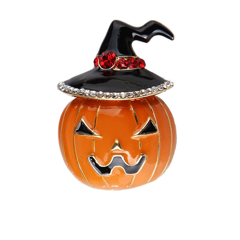 Halloween Pumpkin Ghost Metal Enamel Brooch Cute Cat Broom Moon Witch Coffee Cup Badge Pin Fun Trendy Costume Jewelry Gift BUDS