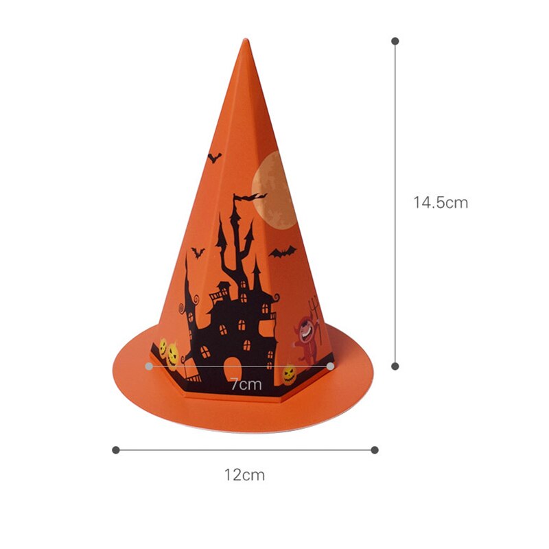 StoBag 20pcs New Hat Shape Candy Packaging Paper Box Orange/Blue Halloween Decoration Event & Party Favour Kids For Home