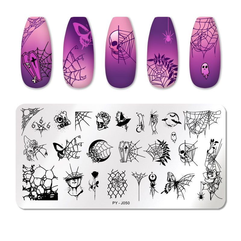 PICT YOU Halloween Nail Stamping Plates Snowflake Festival Pattern Nail Art Image Plates Stainless Steel Nail Art Plate Stencil