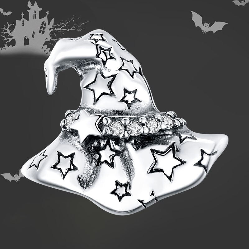 bamoer 925 Sterling Silver Halloween Skull Man Ghost Haunted House Charm for Original Luxury Brand Female DIY Jewelry SCC1617