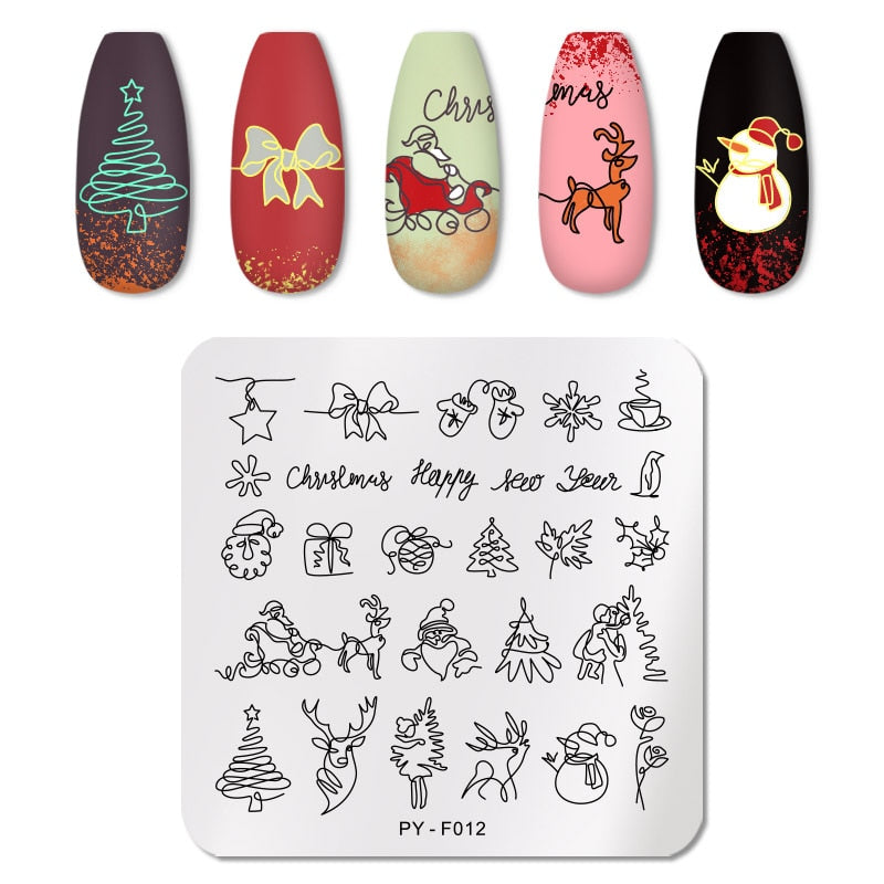 PICT YOU Halloween Nail Stamping Plates Snowflake Festival Pattern Nail Art Image Plates Stainless Steel Nail Art Plate Stencil