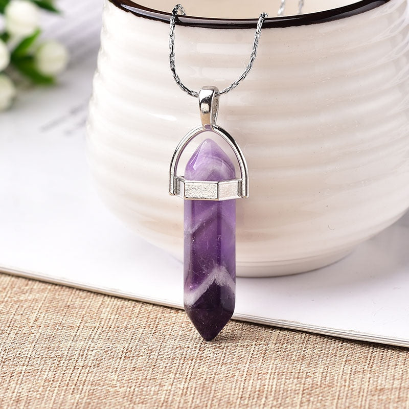 1PC Natural Crystal Rose Quartz Crystal Point Pendant Mineral Jewelry Couple DIY Lovers Gifts For Men Women Jewelry Necklace