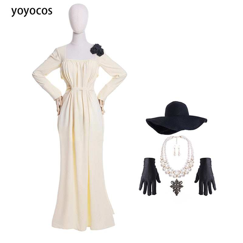 YOYOCOS Lady Dimitrescu Cosplay Costume Chatelain Alcina Biohazard Comtesse Sexy Cosplay Halloween Party Lady Vampire Necklace