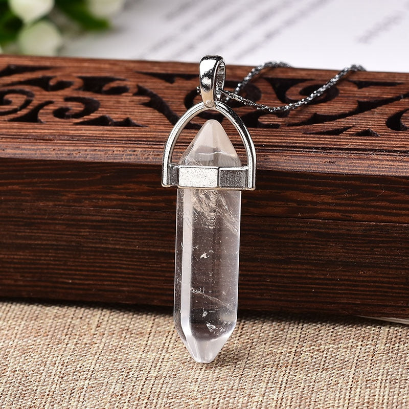 1PC Natural Crystal Rose Quartz Crystal Point Pendant Mineral Jewelry Couple DIY Lovers Gifts For Men Women Jewelry Necklace