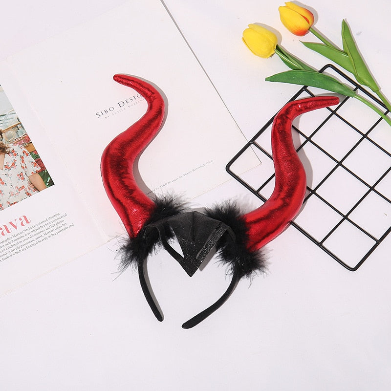 Halloween Headdress Devil big Horns Headband Ghost Festival Decoration Headband Dance Party Props Cosplay Supplies Interesting