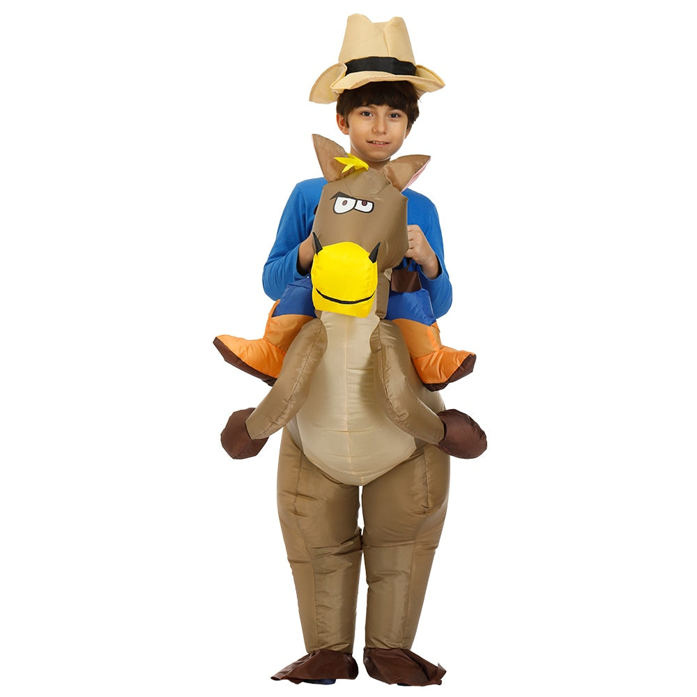 40 to 59 Inch Tall Kids Gift Animal Halloween Costume for Kids Inflatable Cowboy Ride Horse Children's Day Purim Party Dress