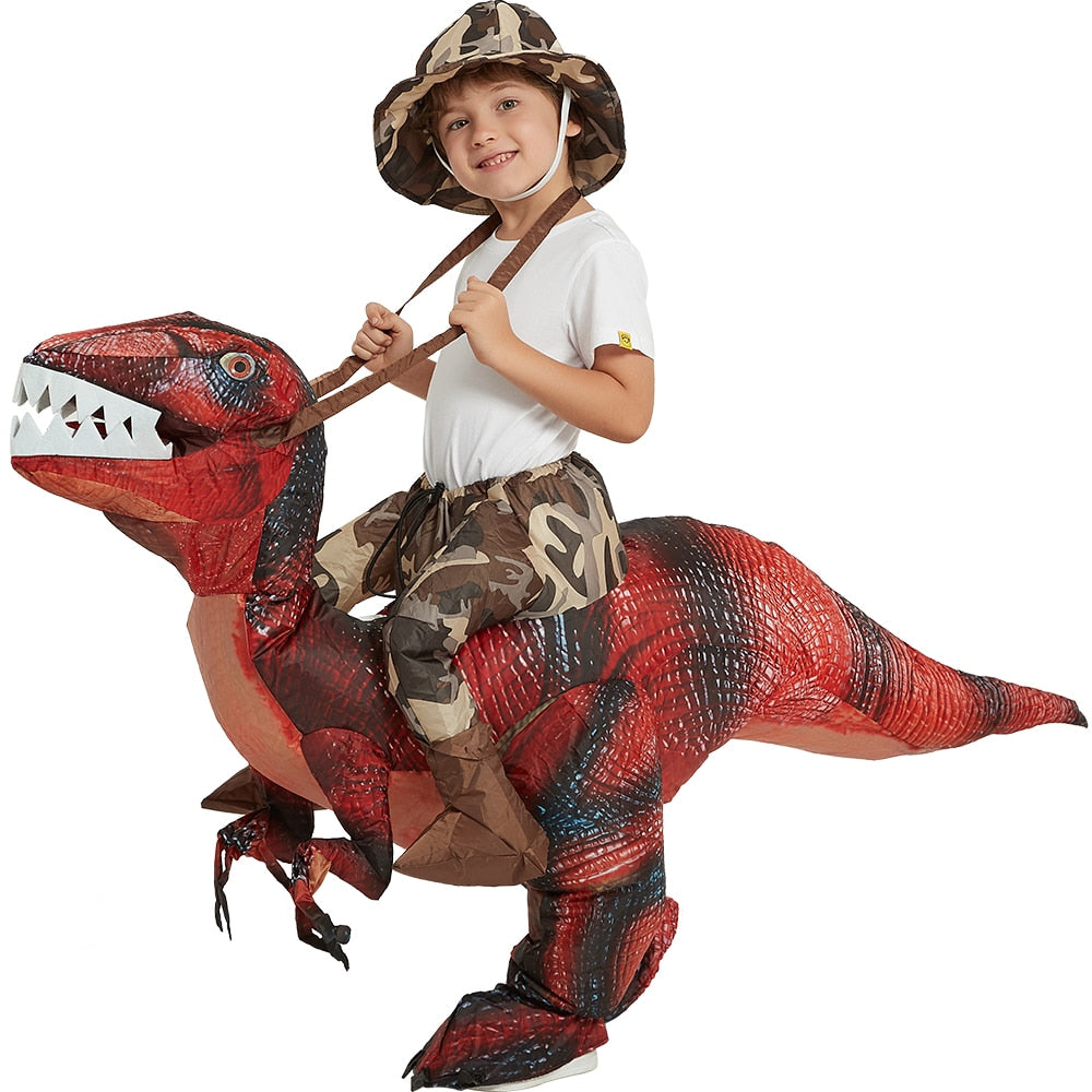 Velociraptor T REX Mascot Inflatable Costume For Kids Anime Halloween Costumes Dinosaur Birthday Gift For Party Cosplay Blow Up