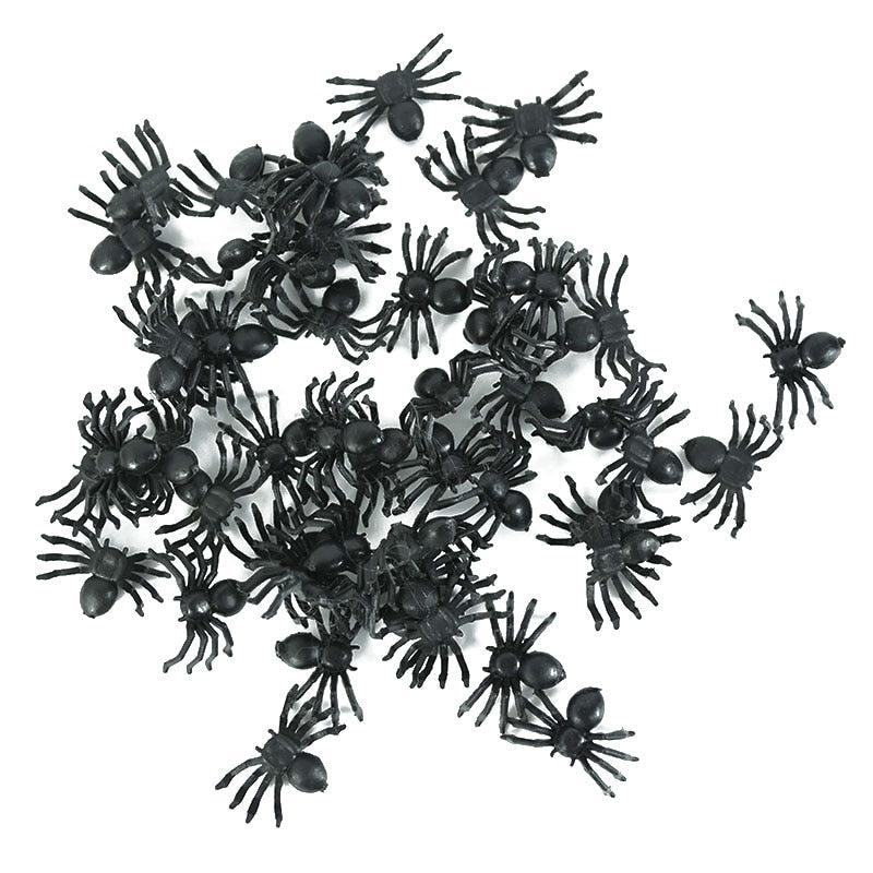 50pcs Mini Luminous Spiders Scary Props Halloween Decoration Glow In The Dark for Haunted House Bar Party Decor Simulation Toys