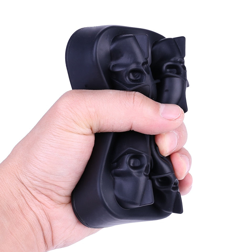 Creative 4-Cavity Silicone Skull Ice Cube Maker 3D Mold Halloween Skull Shaped Whisky Wine Form For Ice Tray Cream Baking Model