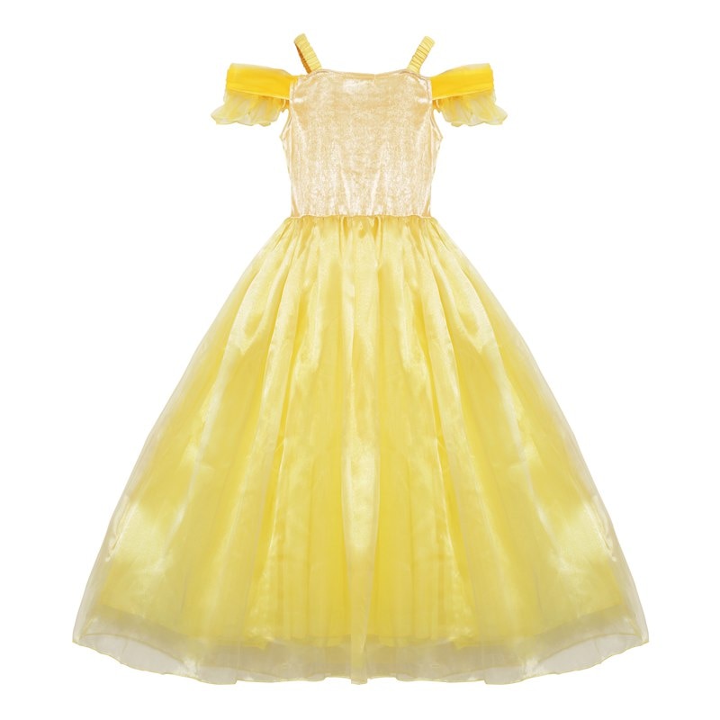 VOGUEON Girls Princess Belle Party Dress Beauty and The Beast Kids Dress up Halloween Cosplay Costume Little Girl Prom Clothing