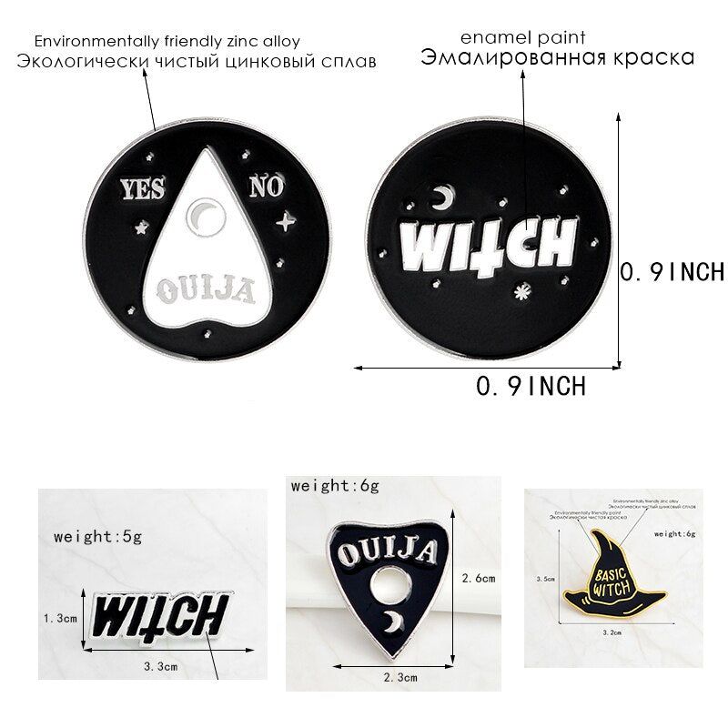 Basic Hat Pin Ouija Brooches Witchcraft  Wicca Pagan Magic Lapel pins Halloween Jewelry Brooches for women Female