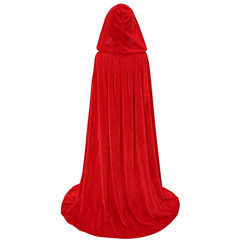 2XL Halloween Costume Unisex Cosplay Death Cape Long Hooded Cloak Wizard Witch Medieval Cape S-XL Black White Red Coffee Blue