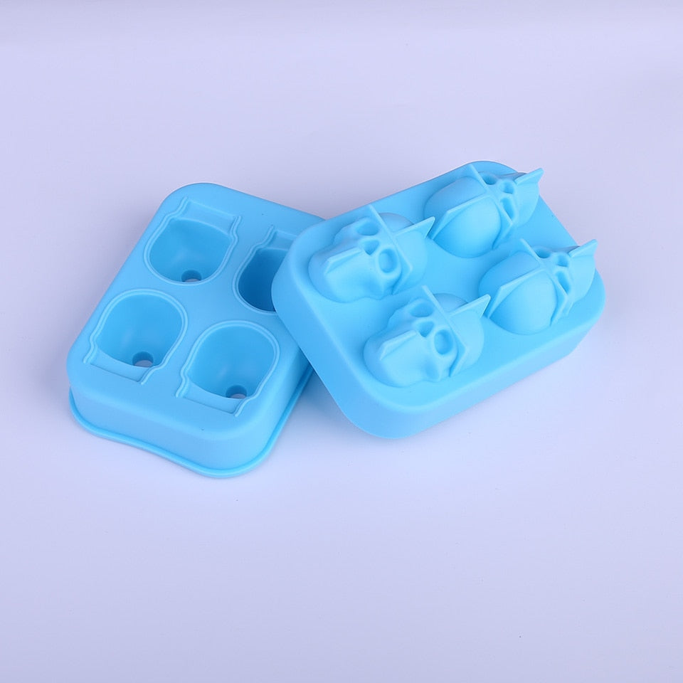 Creative 4-Cavity Silicone Skull Ice Cube Maker 3D Mold Halloween Skull Shaped Whisky Wine Form For Ice Tray Cream Baking Model