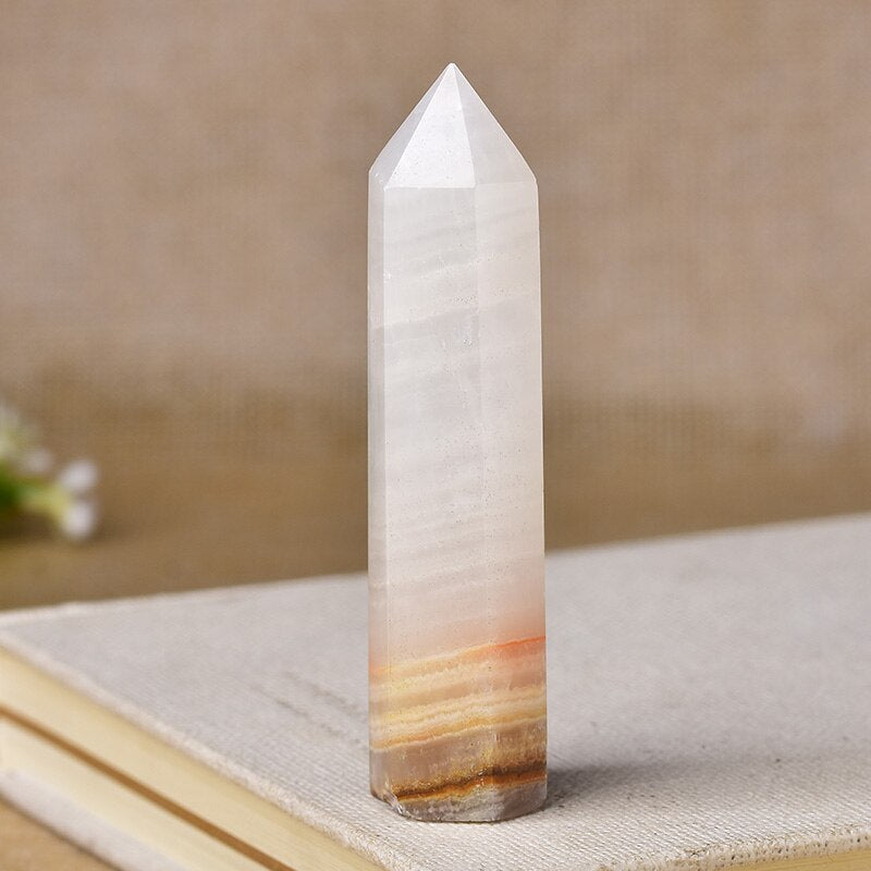 1pc Natural Crystal Point Afghan White Jade Healing Obelisk Quartz Wand Ornament for Home Decor Reiki Energy Stone Pyramid gift