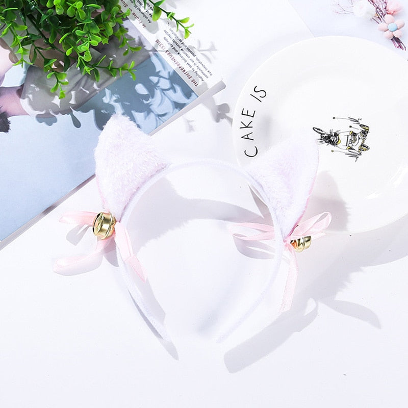 3 Colors Beautiful Masquerade Halloween Cat Ears Cosplay Cat Ear Anime Party Costume Bow Tie Bell Headwear Headband Anime