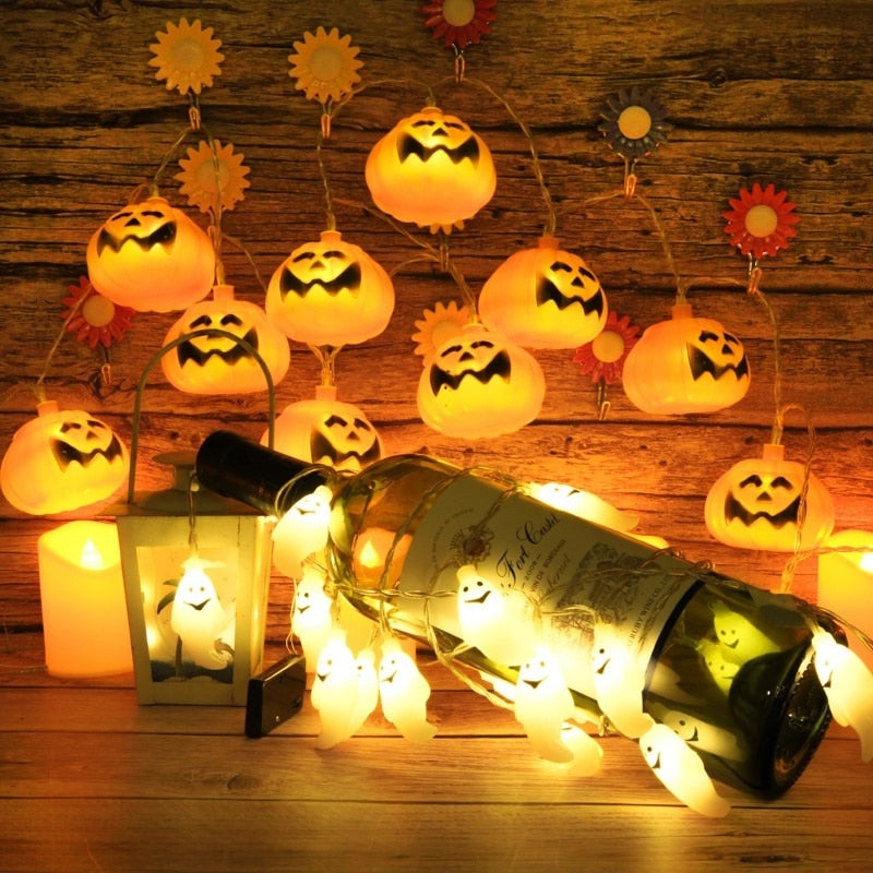 1.5m 10Led Halloween Pumpkin Ghost Skeletons Bat Spider Led Light String Festival Bar Home Party Decor Halloween Ornament