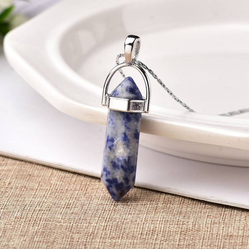 1PC Natural Crystal Rose Quartz Crystal Point Pendant Mineral Jewelry Couple DIY Lovers Gifts For Men Women Jewelry Necklace