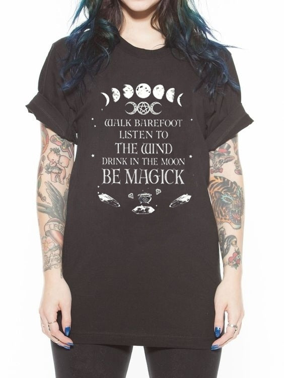 kuakuayu HJN Ouija Board Women Gothic Black T-Shirt Grunge Swag Graphic Tee Halloween Clothing