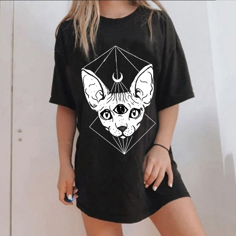 kuakuayu HJN Ouija Board Women Gothic Black T-Shirt Grunge Swag Graphic Tee Halloween Clothing