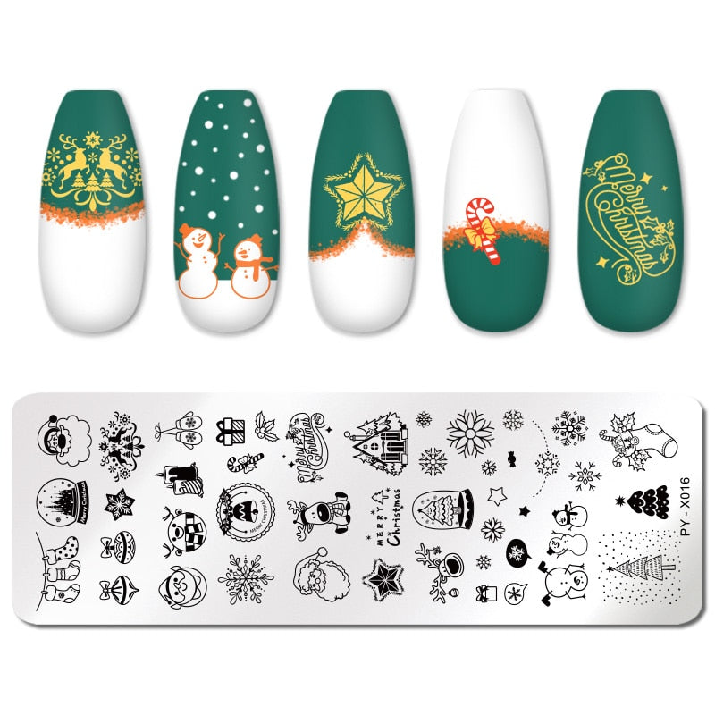 PICT YOU Halloween Nail Stamping Plates Snowflake Festival Pattern Nail Art Image Plates Stainless Steel Nail Art Plate Stencil