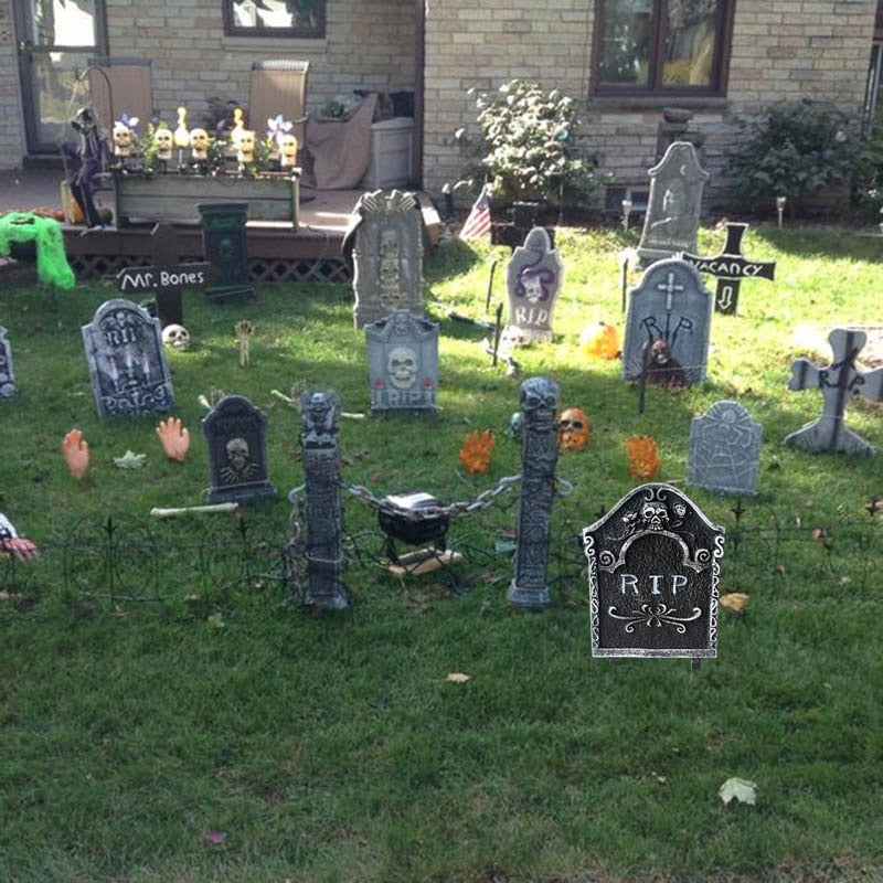 Halloween Decoration Skull Skeleton Horror Tombstone Halloween Home Garden Decor Graveyard Haloween Trick Props Frighten Kids