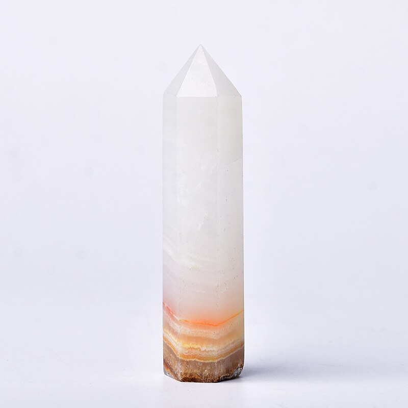 1pc Natural Crystal Point Afghan White Jade Healing Obelisk Quartz Wand Ornament for Home Decor Reiki Energy Stone Pyramid gift