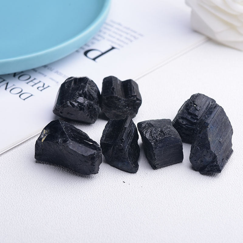 Natural Black Tourmaline Raw OreGem Mineral Specimens Irregular Crystals Redectromagnetic Radiation Deuce Elgaussing Energy Ston