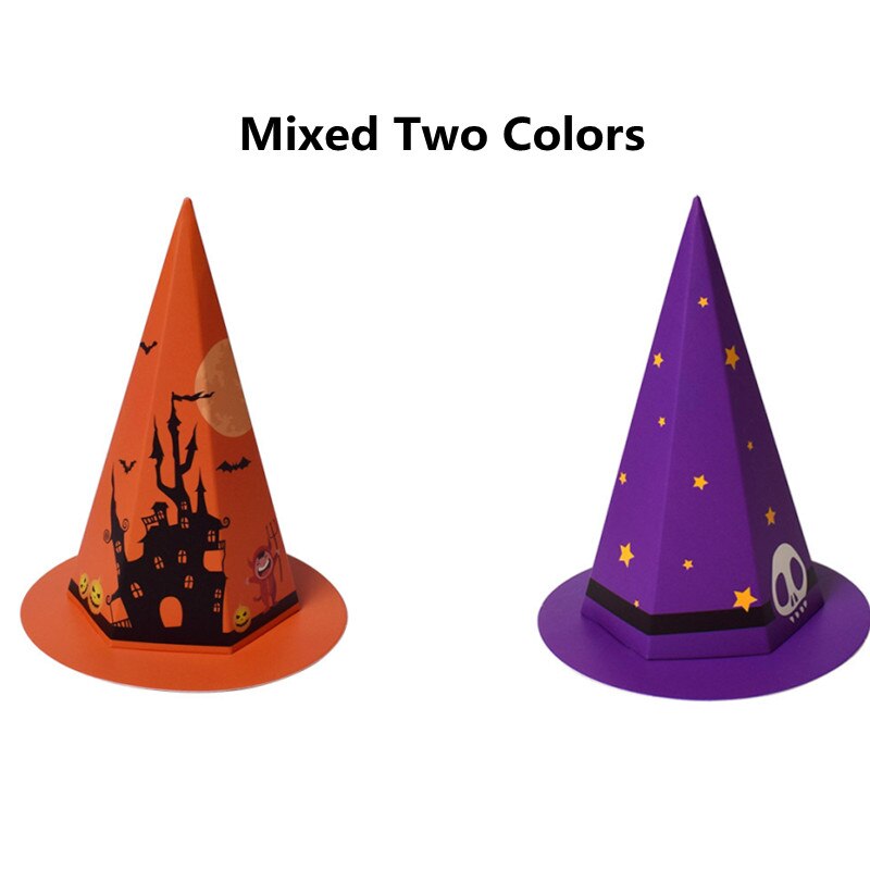 StoBag 20pcs New Hat Shape Candy Packaging Paper Box Orange/Blue Halloween Decoration Event & Party Favour Kids For Home