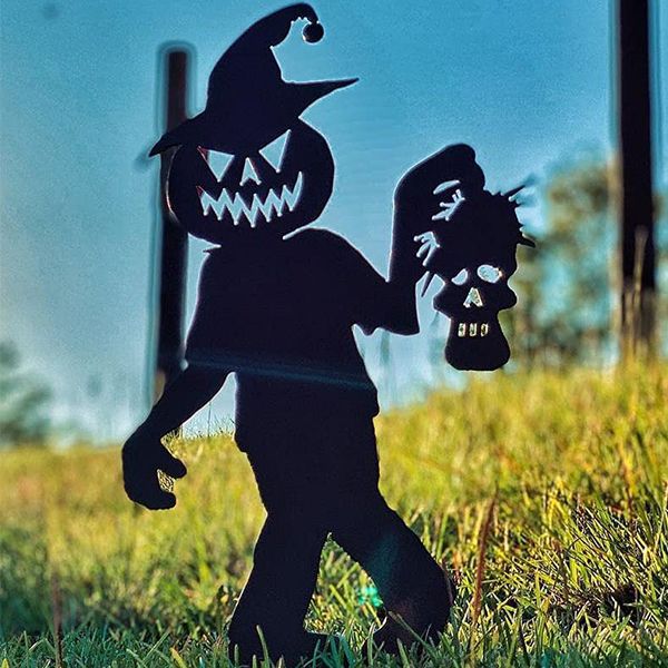 Zezzo® Halloween Cute Ghost Zombies-Metal Art Standing Silhouette For Garden Yard Pile Outdoor Sculpture Little Devil Home Decor